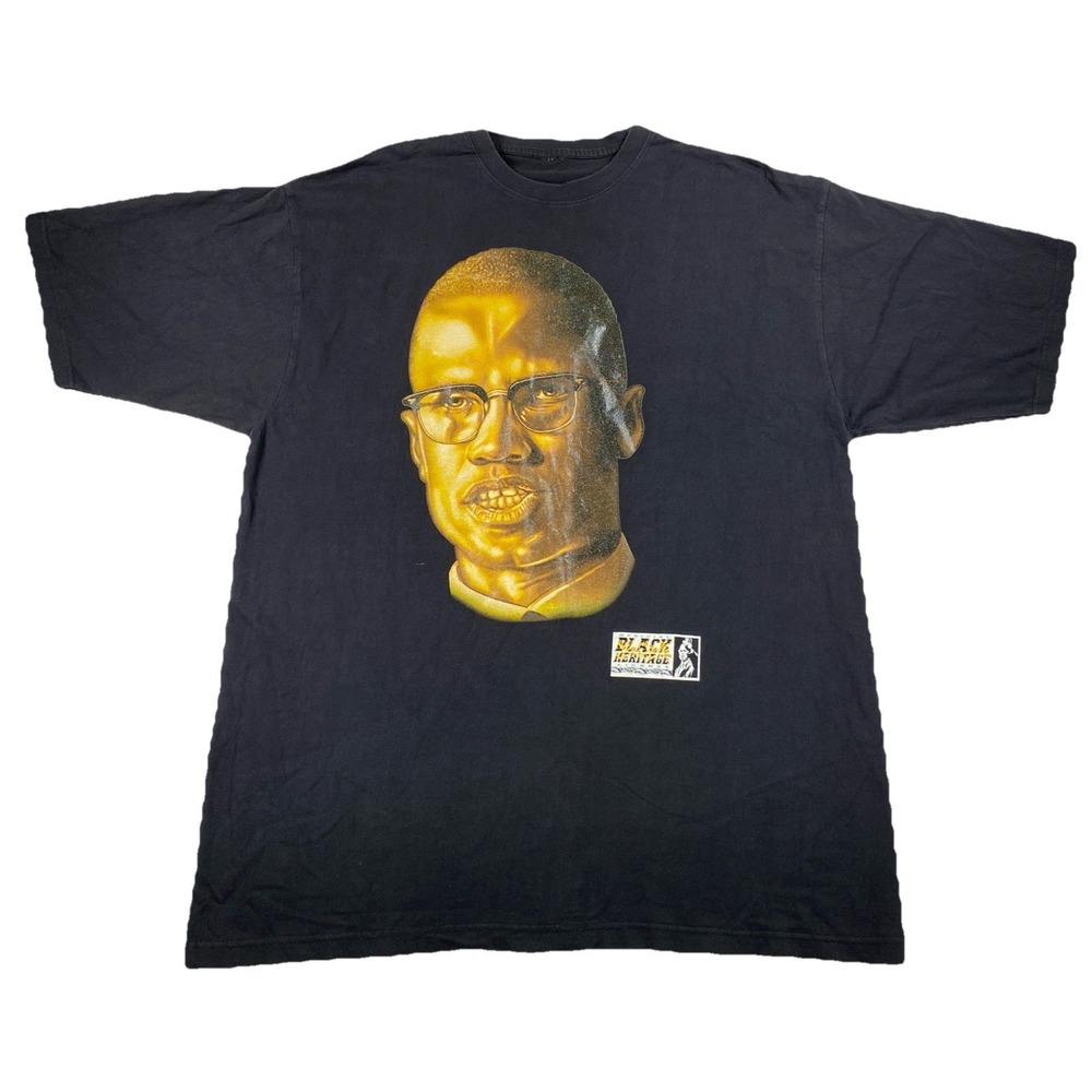 Malcom X T-Shirt Black Heritage Men's 4XL Read Description
